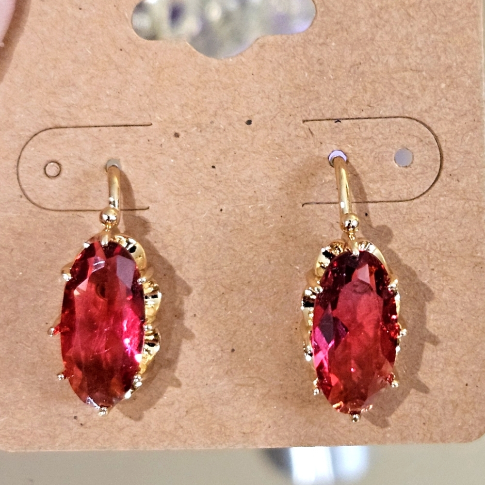 Red Crystal Gold Plated Earrings